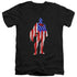 SUPERMAN/FLAG SILHOUETTE - S/S ADULT V-NECK 30/1 - BLACK