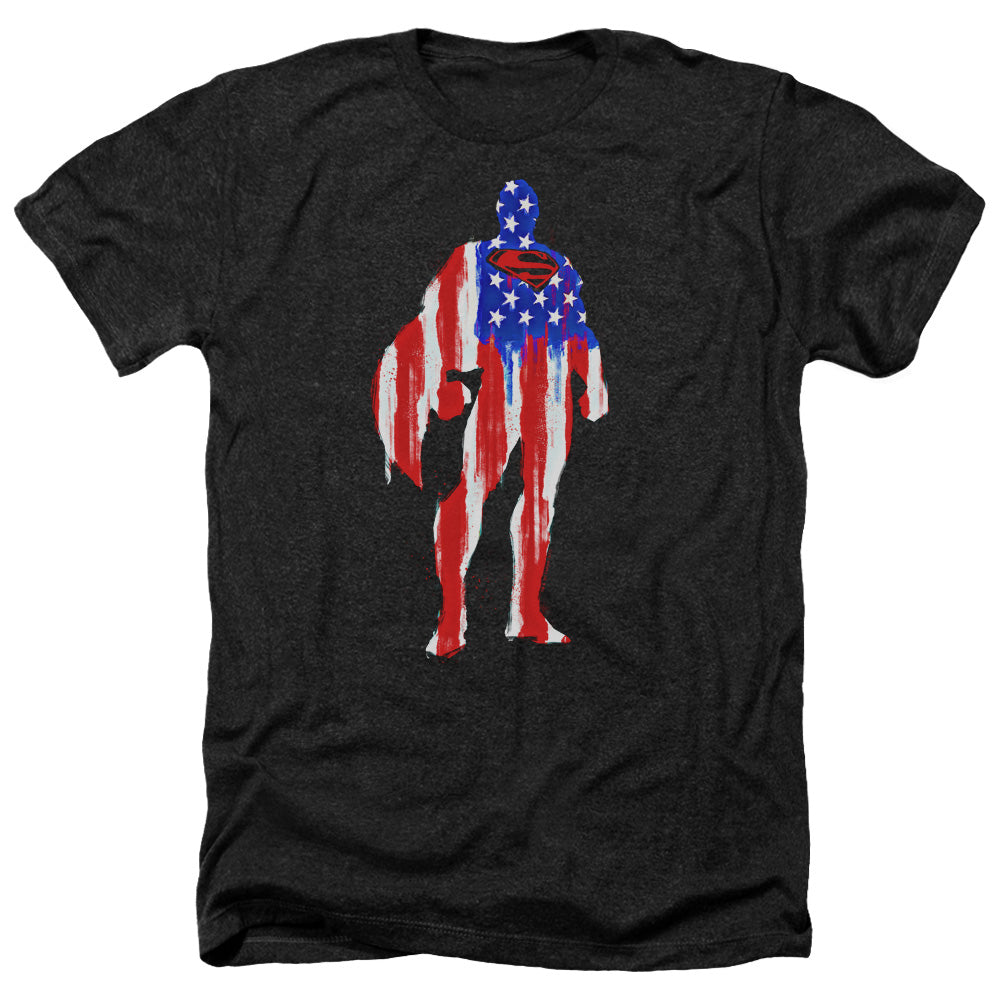 SUPERMAN/FLAG SILHOUETTE - ADULT HEATHER - BLACK