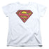SUPERMAN/AIRBRUSH SHIELD - S/S WOMENS TEE - WHITE