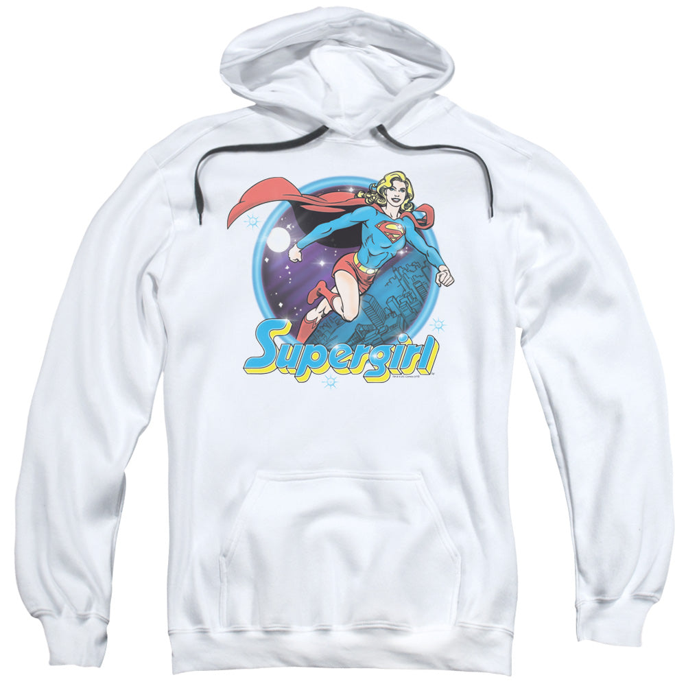 SUPERMAN/SUPERGIRL AIRBRUSH - ADULT PULLOVER HOODIE - WHITE