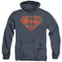 SUPERMAN/VINTAGE SHIELD COLLAGE - ADULT HEATHER HOODIE - NAVY