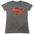 SUPERMAN/VINTAGE SHIELD COLLAGE - S/S WOMENS TEE - CHARCOAL