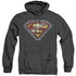 SUPERMAN/CHAINED SHIELD - ADULT HEATHER HOODIE - BLACK