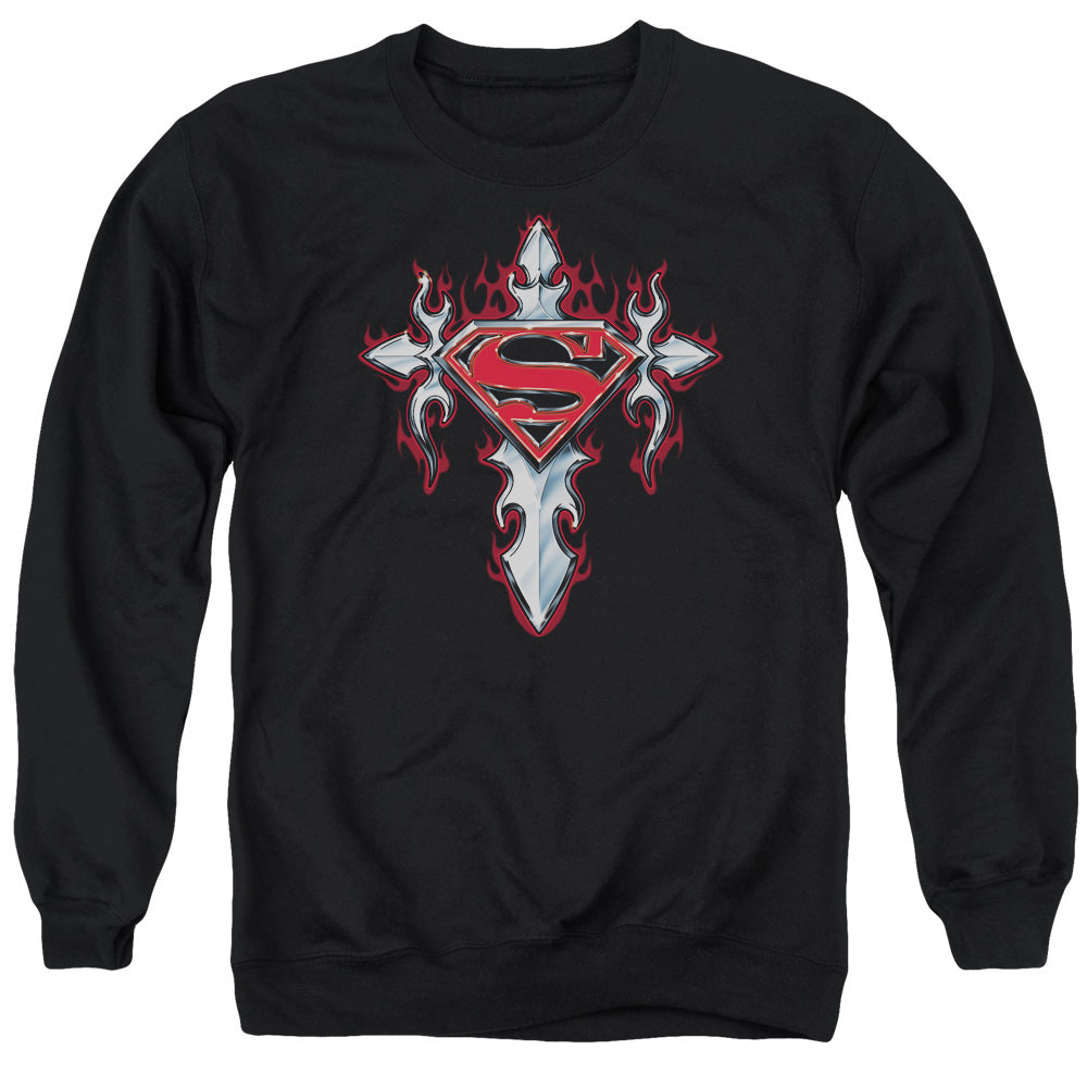 SUPERMAN/GOTHIC STEEL LOGO - ADULT CREWNECK SWEATSHIRT - BLACK