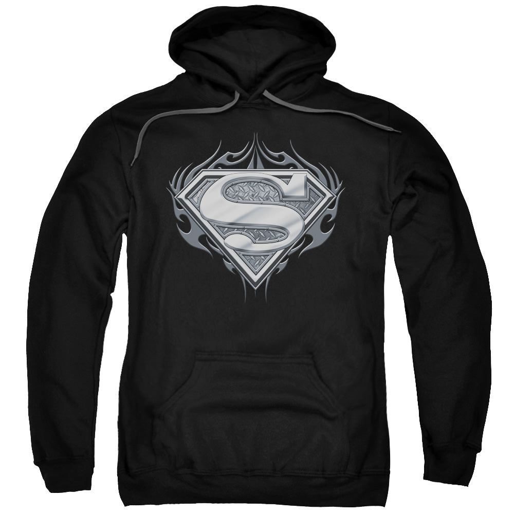 SUPERMAN/BIKER METAL - ADULT PULLOVER HOODIE - BLACK