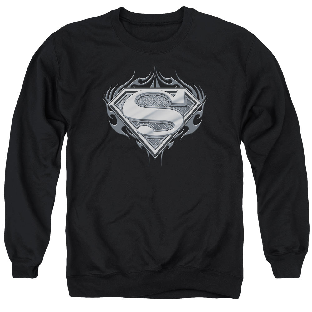 SUPERMAN/BIKER METAL - ADULT CREWNECK SWEATSHIRT - BLACK