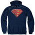 SUPERMAN/RUSTED SHIELD - ADULT PULLOVER HOODIE - NAVY