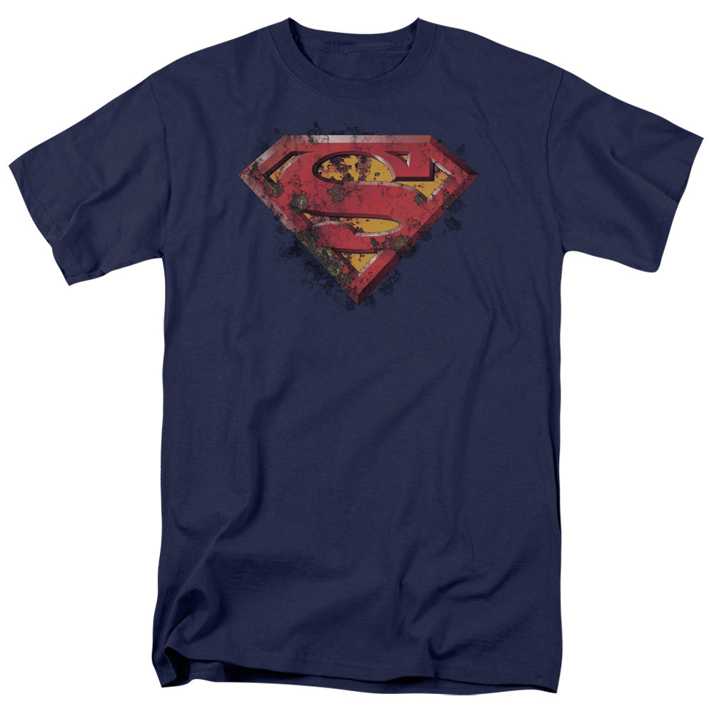 SUPERMAN/RUSTED SHIELD - S/S ADULT 18/1 - NAVY