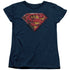 SUPERMAN/RUSTED SHIELD - S/S WOMENS TEE - NAVY