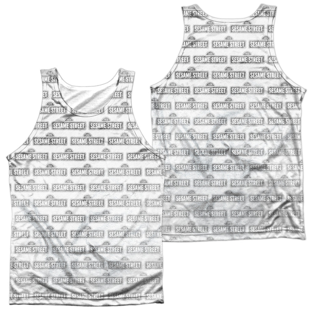 SESAME STREET/BW PATTERN (FRONT/BACK PRINT) - ADULT POLY TANK TOP - MULTI