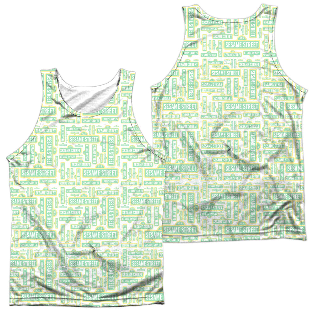 SESAME STREET/PUZZLE PATTERN (FRONT/BACK PRINT) - ADULT POLY TANK TOP - MULTI