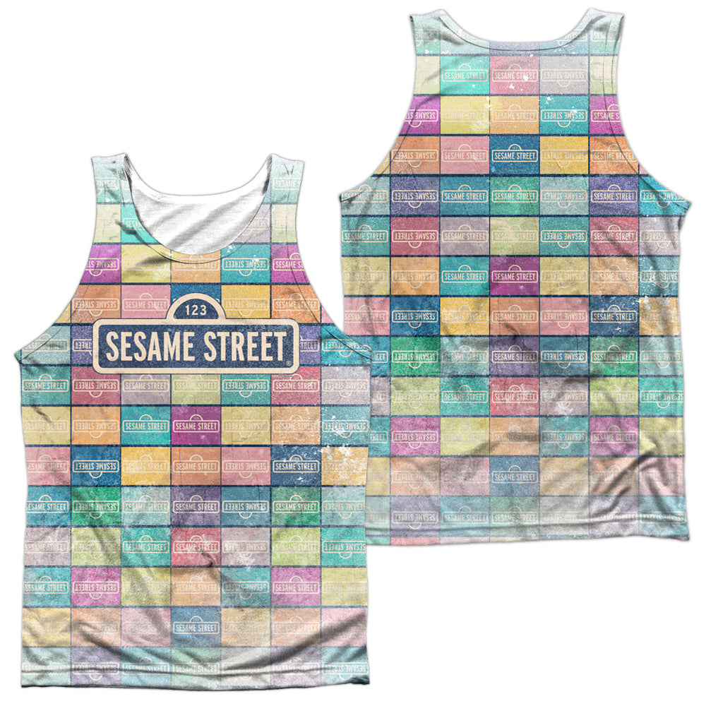 SESAME STREET/COLOR BLOCK (FRONT/BACK PRINT) - ADULT POLY TANK TOP - MULTI