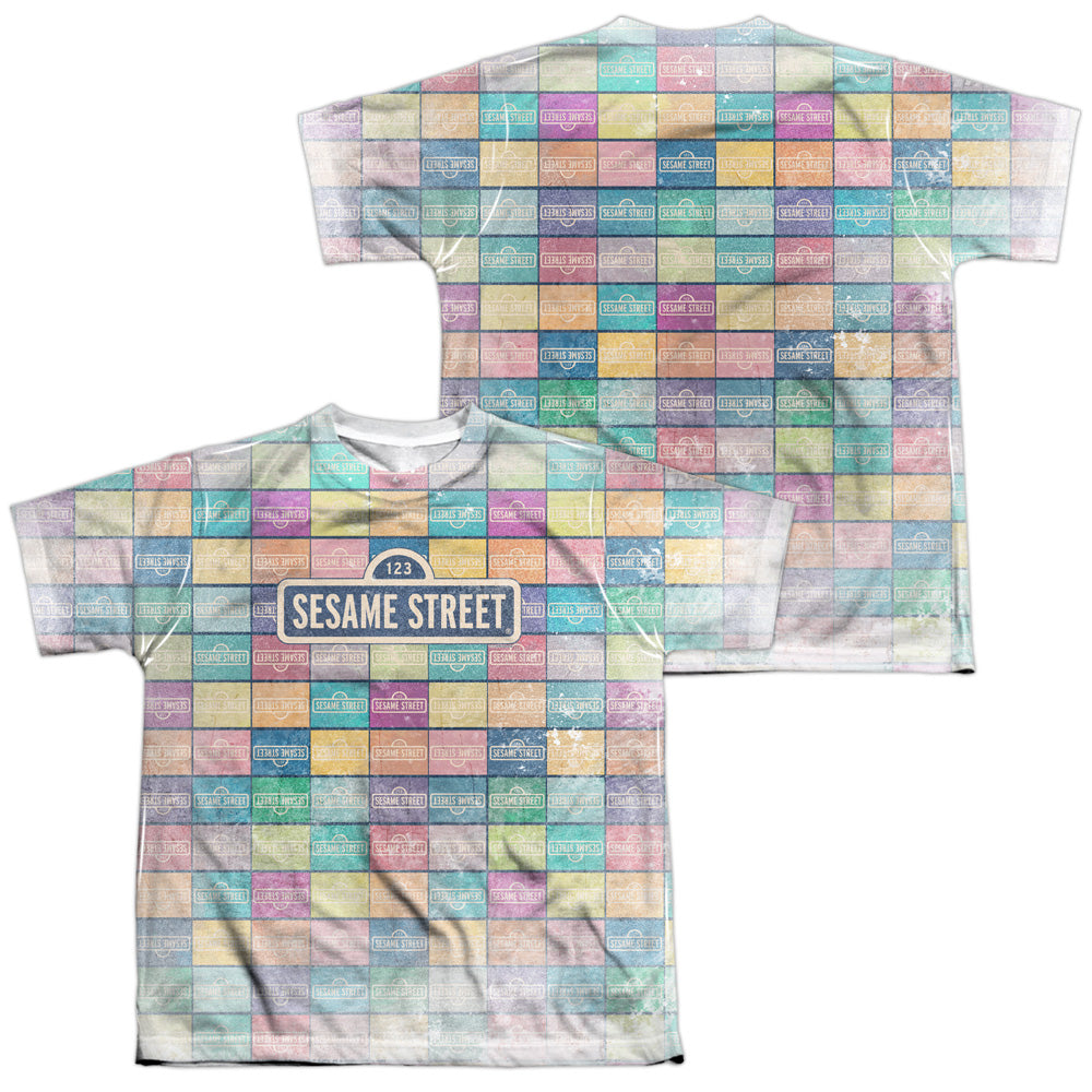 SESAME STREET/COLOR BLOCK (FRONT/BACK PRINT) - S/S YOUTH POLY CREW - MULTI