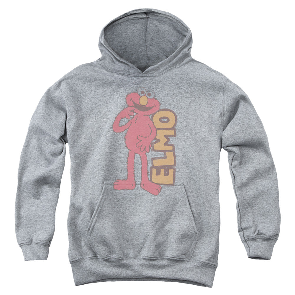 SESAME STREET/VINTAGE ELMO - YOUTH PULLOVER HOODIE - ATHLETIC HEATHER