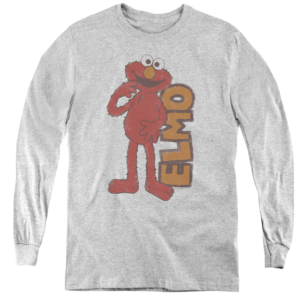 SESAME STREET/VINTAGE ELMO - YOUTH LONG SLEEVE TEE - ATHLETIC HEATHER
