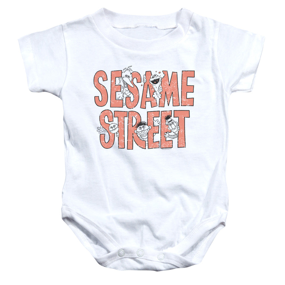 SESAME STREET/IN LETTERS - INFANT SNAPSUIT - WHITE