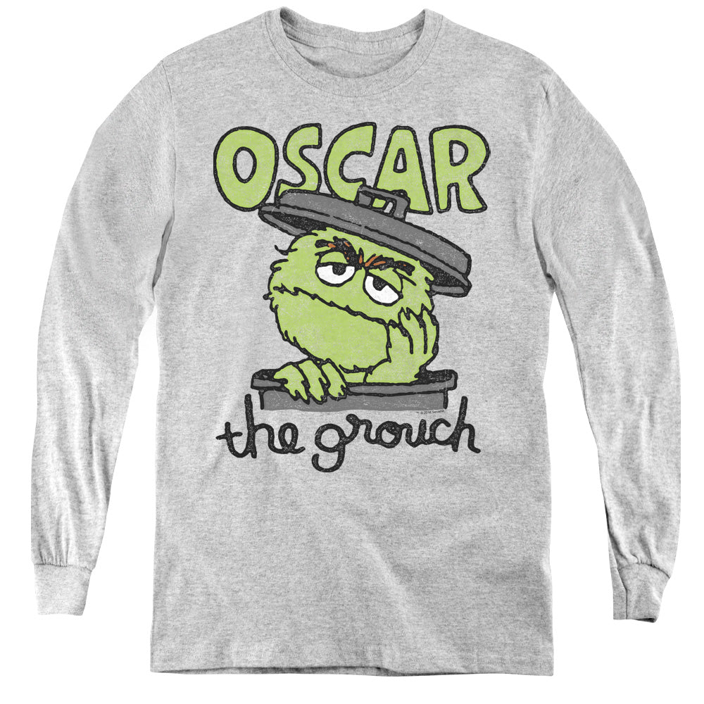 SESAME STREET/CANNED GROUCH - YOUTH LONG SLEEVE TEE - ATHLETIC HEATHER