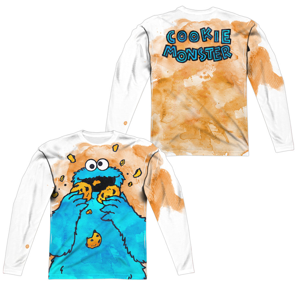 SESAME STREET/COOKIE CRUMBS (FRONT/BACK PRINT) - L/S ADULT POLY CREW  - MULTI