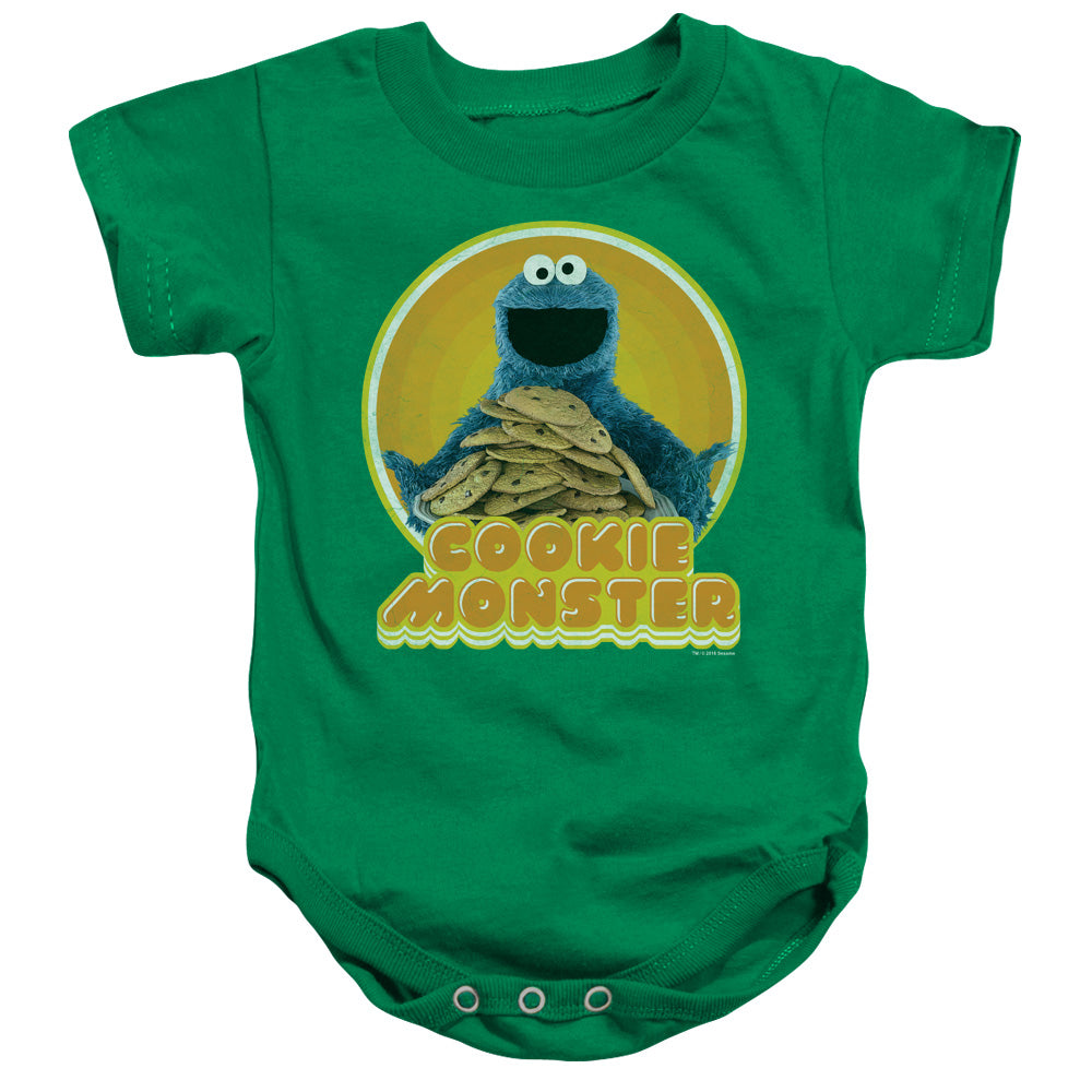 SESAME STREET/COOKIE IRON ON - INFANT SNAPSUIT - KELLY GREEN