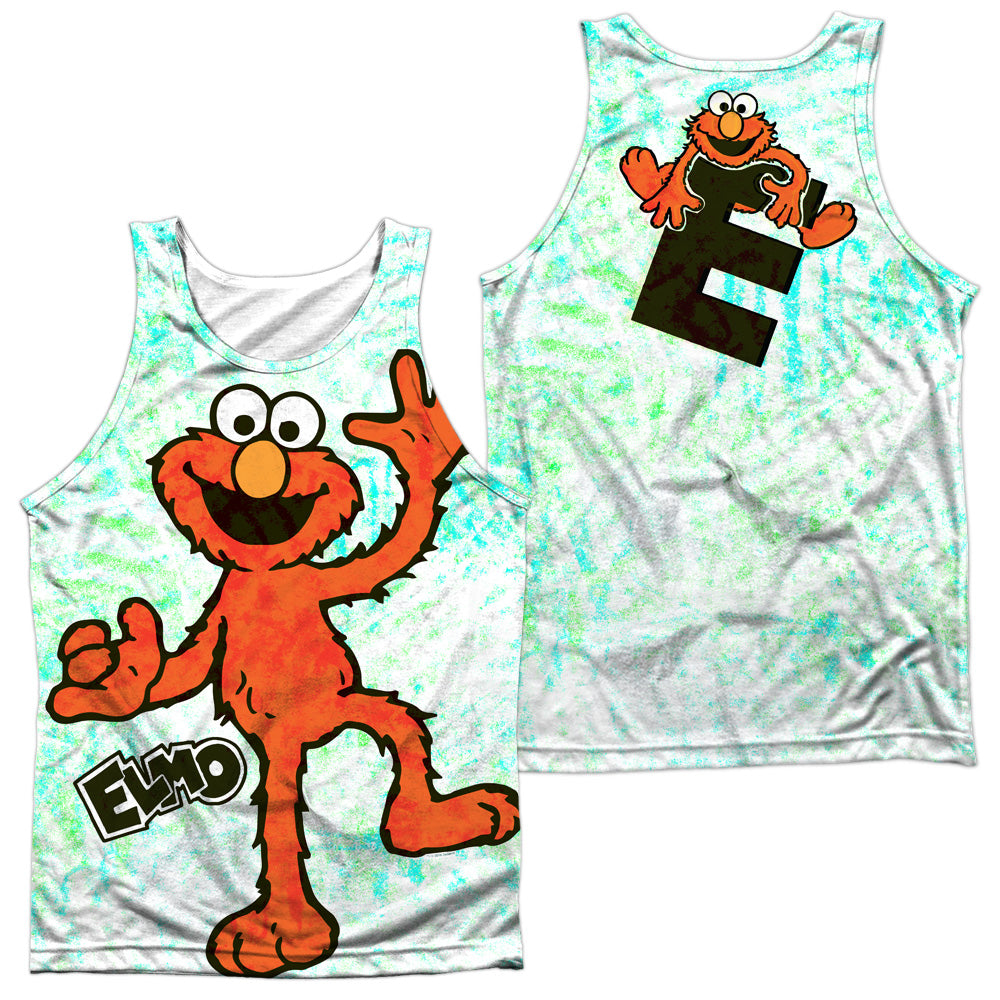 SESAME STREET/ELMO SCRIBBLE (FRONT/BACK PRINT) - ADULT POLY TANK TOP - MULTI