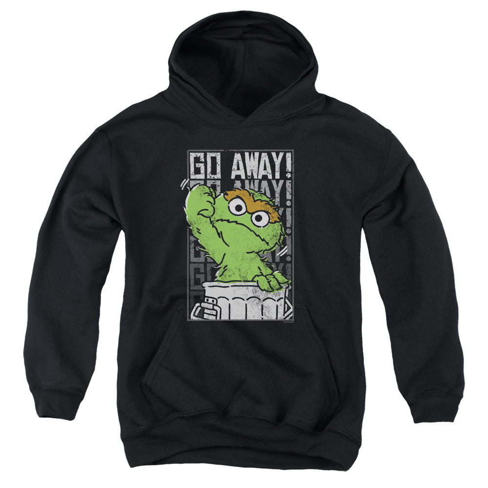 SESAME STREET/GO AWAY - YOUTH PULLOVER HOODIE - BLACK