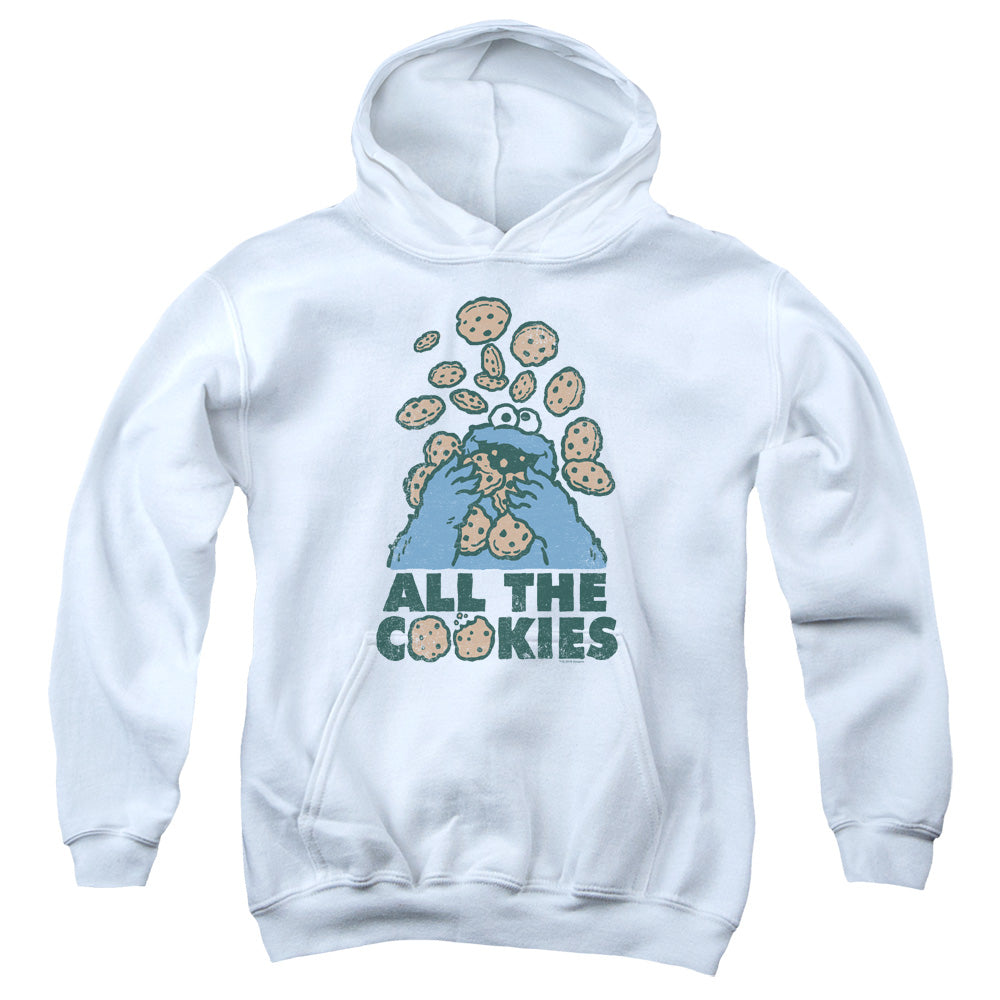 SESAME STREET/ALL THE COOKIES - YOUTH PULLOVER HOODIE - WHITE