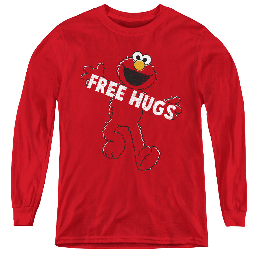 SESAME STREET/FREE HUGS - YOUTH LONG SLEEVE TEE - RED
