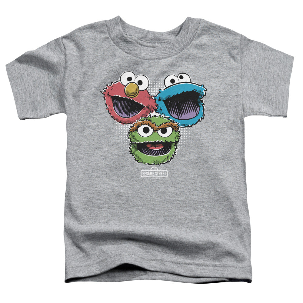 SESAME STREET/HALFTONE HEADS - S/S TODDLER TEE - ATHLETIC HEATHER