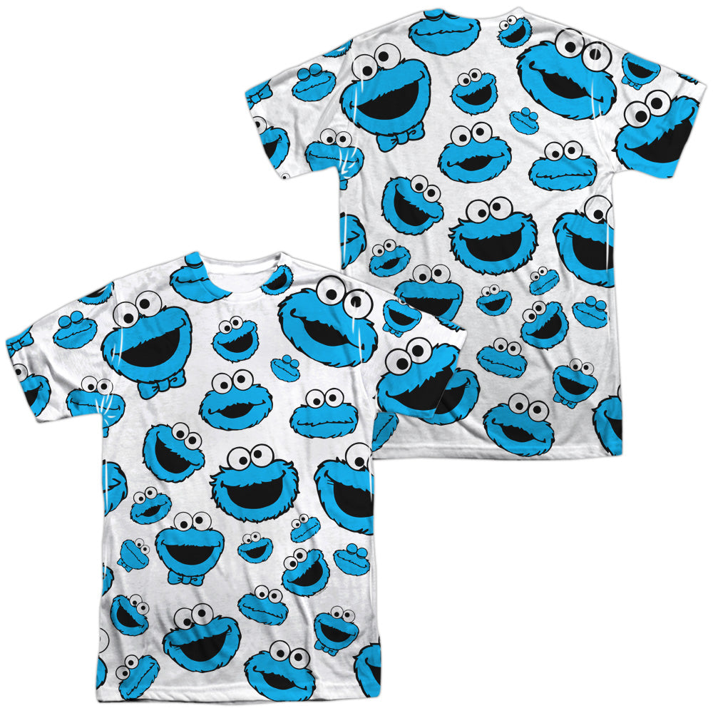 SESAME STREET/COOKIE FACE PATTERN (FRONT/BACK PRINT) - S/S ADULT POLY CREW - MULTI