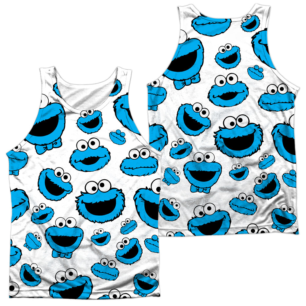 SESAME STREET/COOKIE FACE PATTERN (FRONT/BACK PRINT) - ADULT POLY TANK TOP - MULTI