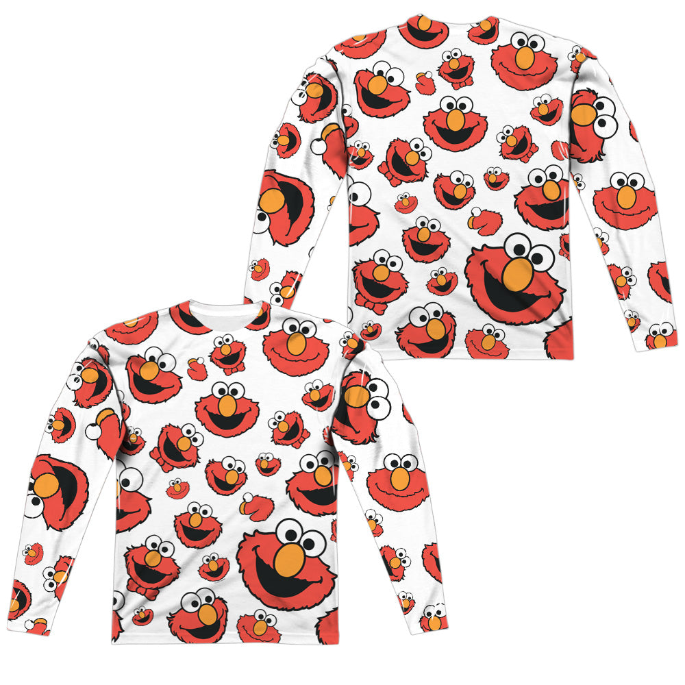 SESAME STREET/ELMO FACE PATTERN (FRONT/BACK PRINT) - L/S ADULT POLY CREW  - MULTI