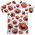 SESAME STREET/ELMO FACE PATTERN (FRONT/BACK PRINT) - S/S ADULT POLY CREW - MULTI
