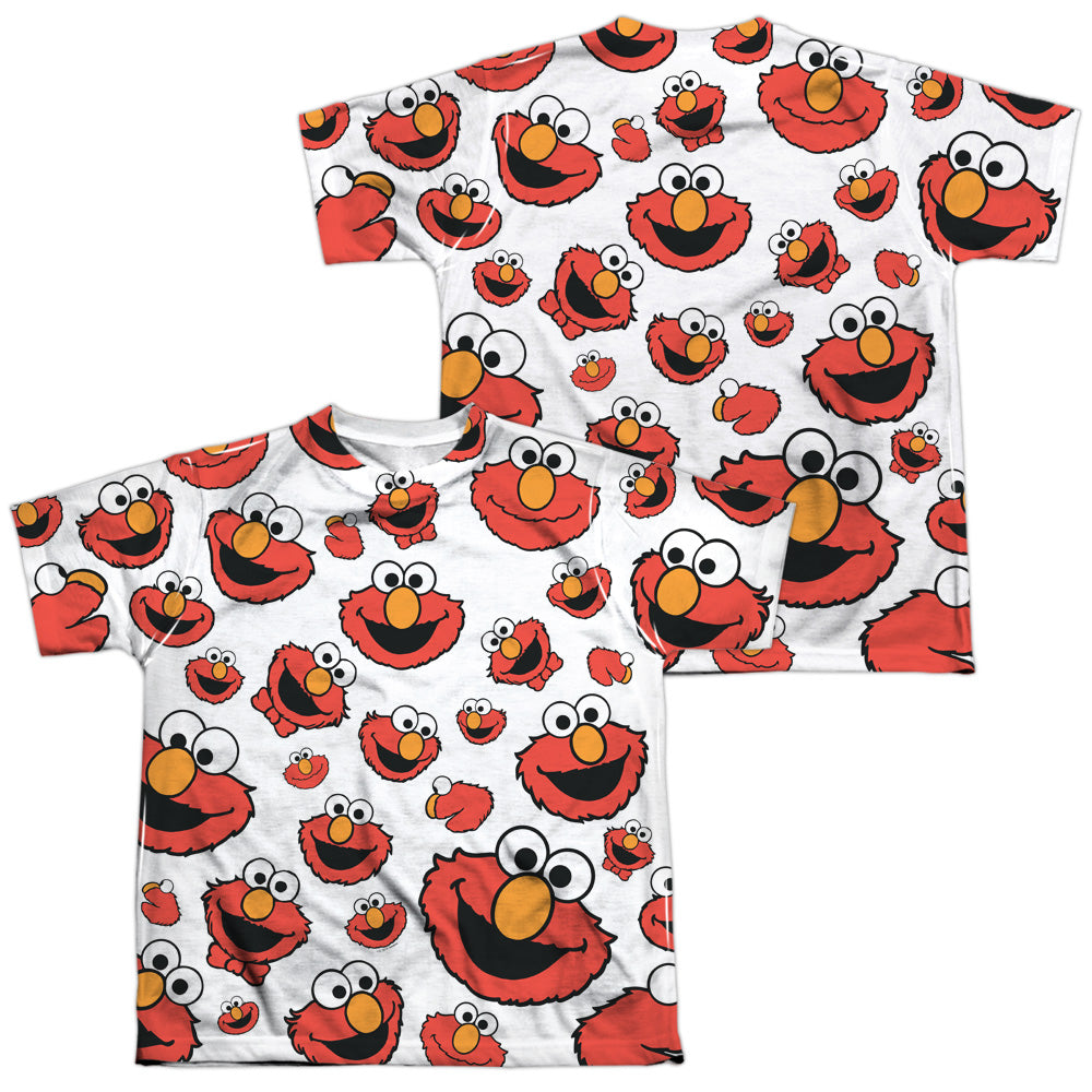 SESAME STREET/ELMO FACE PATTERN (FRONT/BACK PRINT) - S/S YOUTH POLY CREW - MULTI