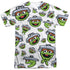 SESAME STREET/OSCAR FACE PATTERN (FRONT/BACK PRINT) - S/S ADULT POLY CREW - MULTI