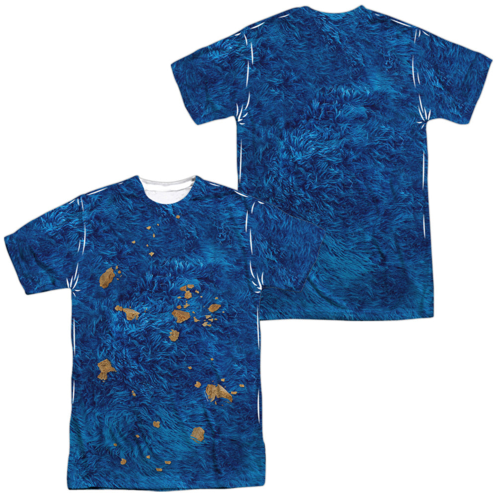SESAME STREET/COOKIE MOSTER COSTUME (FRONT/BACK PRINT) - S/S ADULT POLY CREW - MULTI