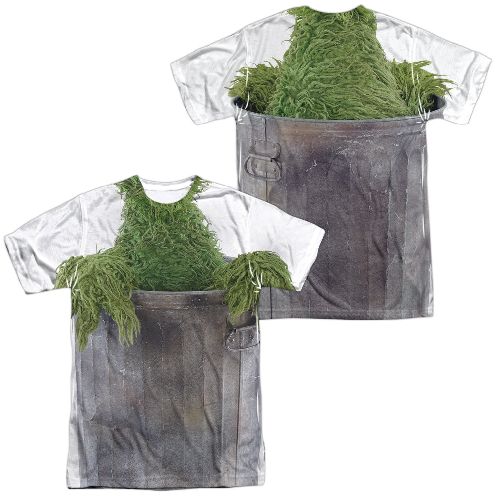 SESAME STREET/OSCAR COSTUME (FRONT/BACK PRINT) - S/S ADULT POLY CREW - MULTI