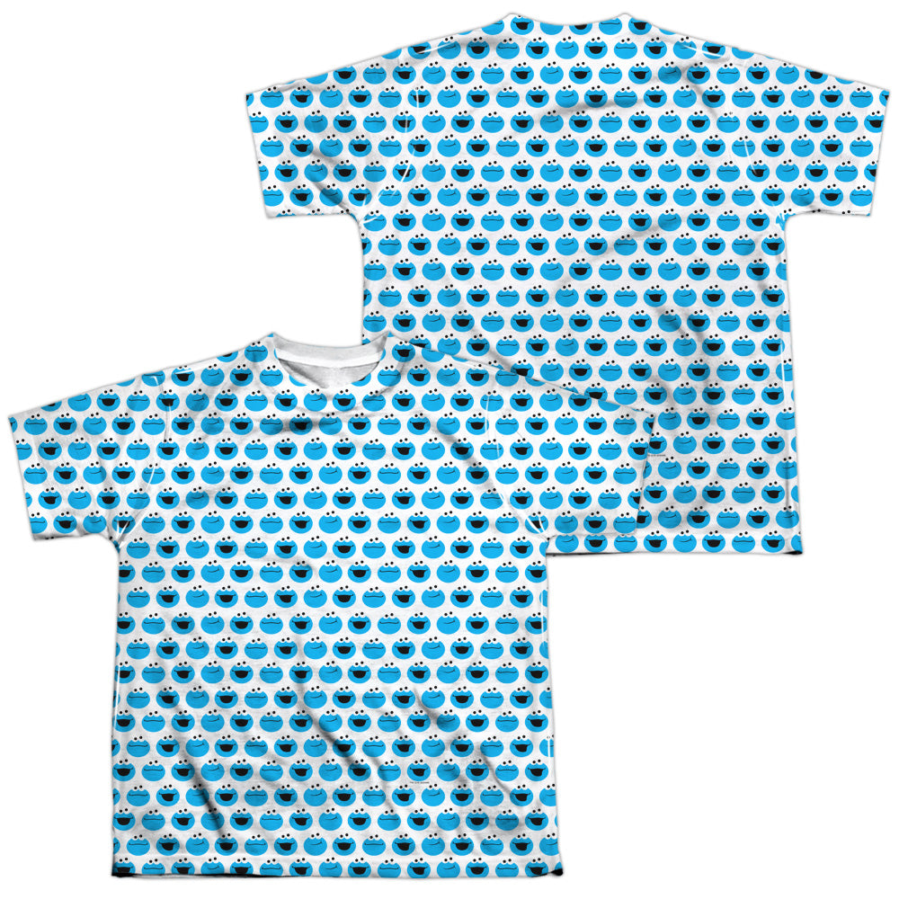 SESAME STREET/SIMPLE COOKIE PATTERN (FRONT/BACK PRINT) - S/S YOUTH POLY CREW - MULTI