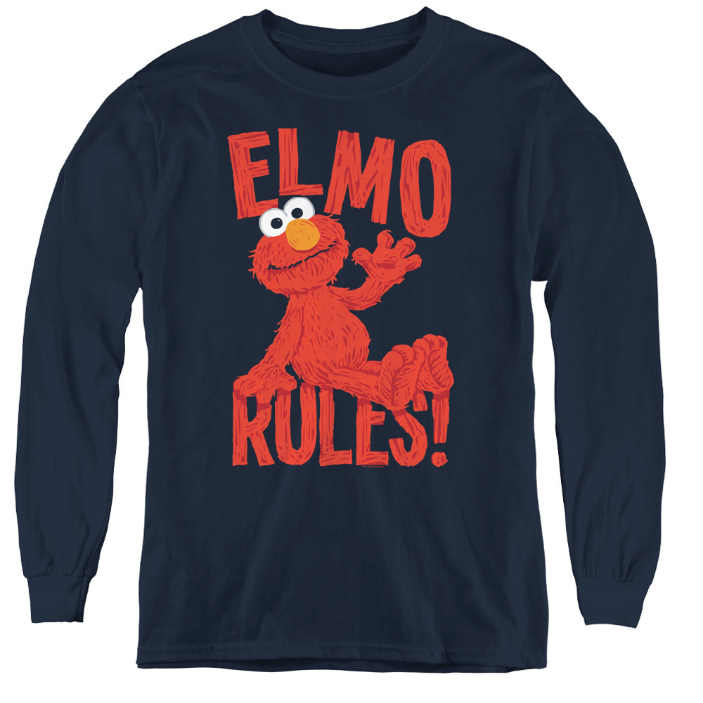 SESAME STREET/ELMO RULES - YOUTH LONG SLEEVE TEE - NAVY
