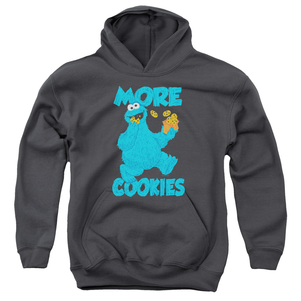 SESAME STREET/MORE COOKIES - YOUTH PULLOVER HOODIE - CHARCOAL