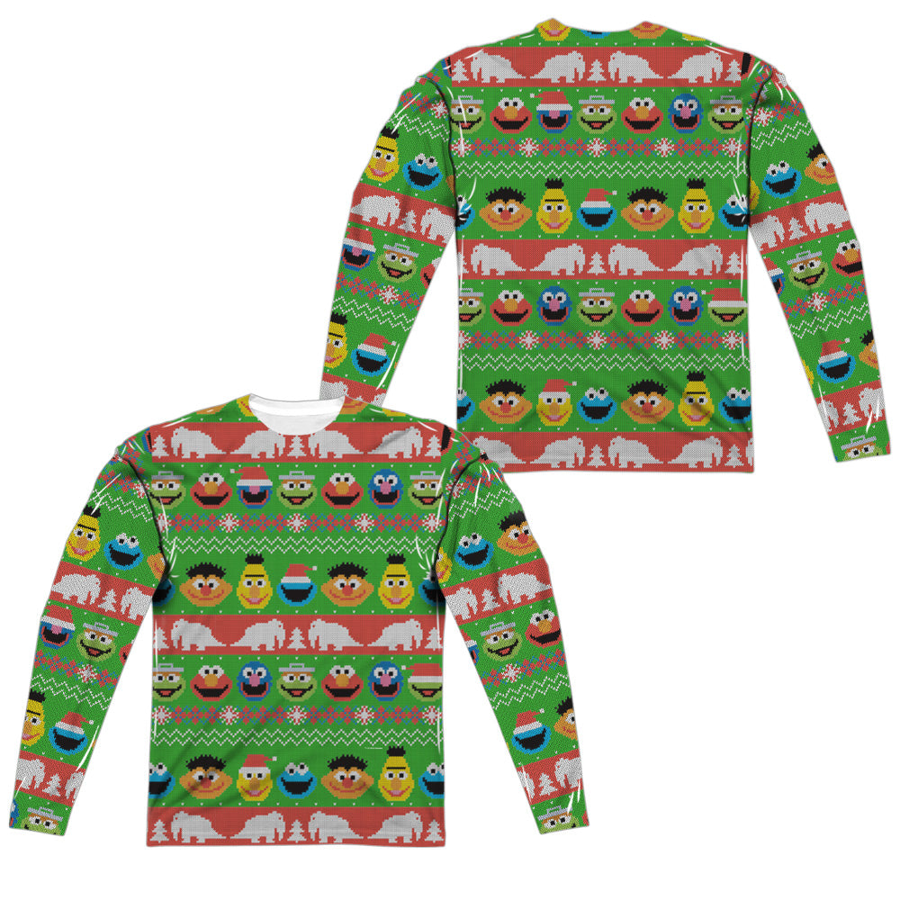SESAME STREET/SESAME STREET CHRISTMAS (FRONT/BACK PRINT) - L/S ADULT POLY CREW  - MULTI