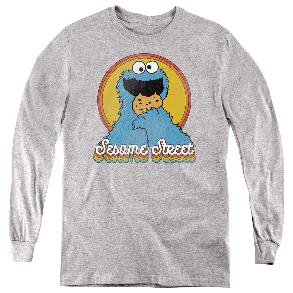 SESAME STREET/COOKIE MONSTER LAYERS - YOUTH LONG SLEEVE TEE - ATHLETIC HEATHER