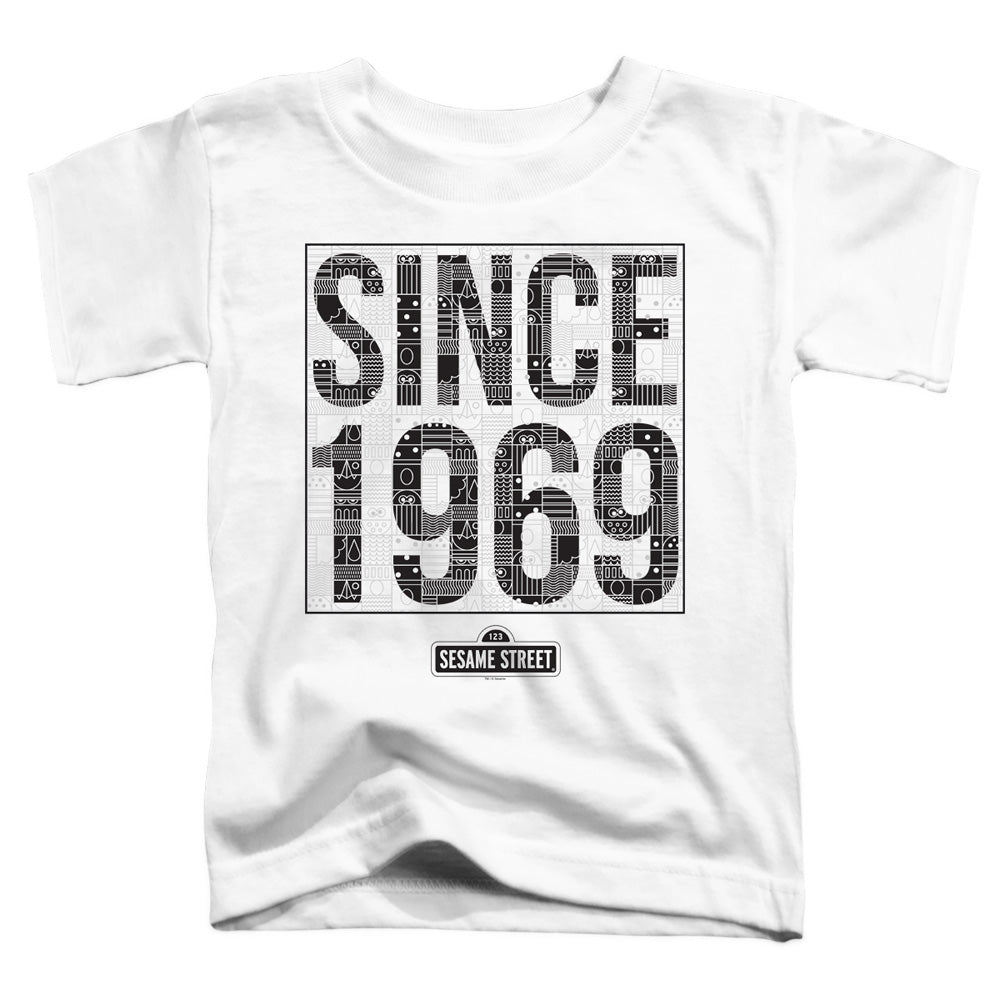 SESAME STREET/SINCE 1969 PATTERN - S/S TODDLER TEE - WHITE