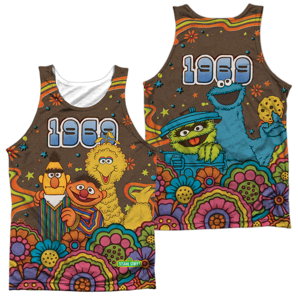 SESAME STREET/PSYCHEDELIC 69 (FRONT/BACK PRINT) - ADULT POLY TANK TOP - MULTI