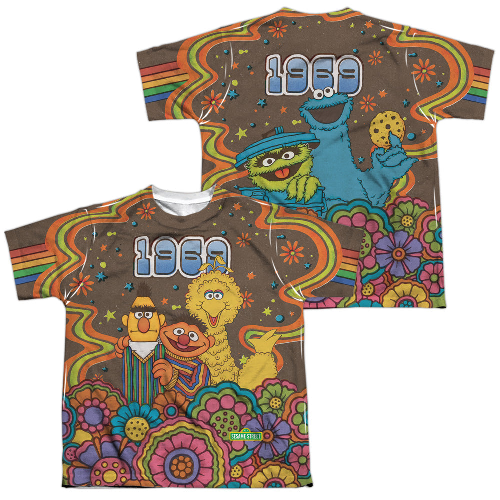 SESAME STREET/PSYCHEDELIC 69 (FRONT/BACK PRINT) - S/S YOUTH POLY CREW - MULTI