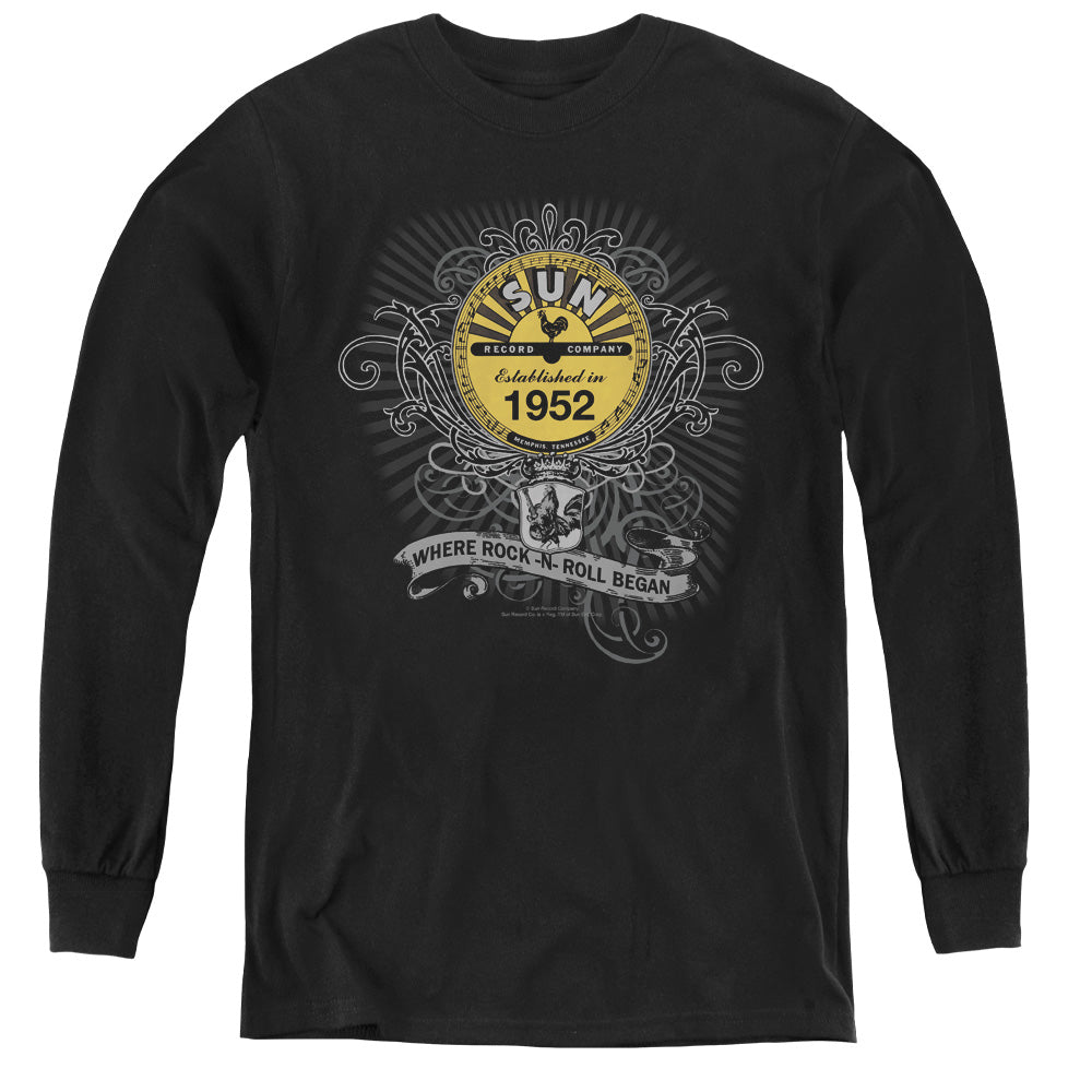 SUN/ROCKIN SCROLLS - YOUTH LONG SLEEVE TEE - BLACK