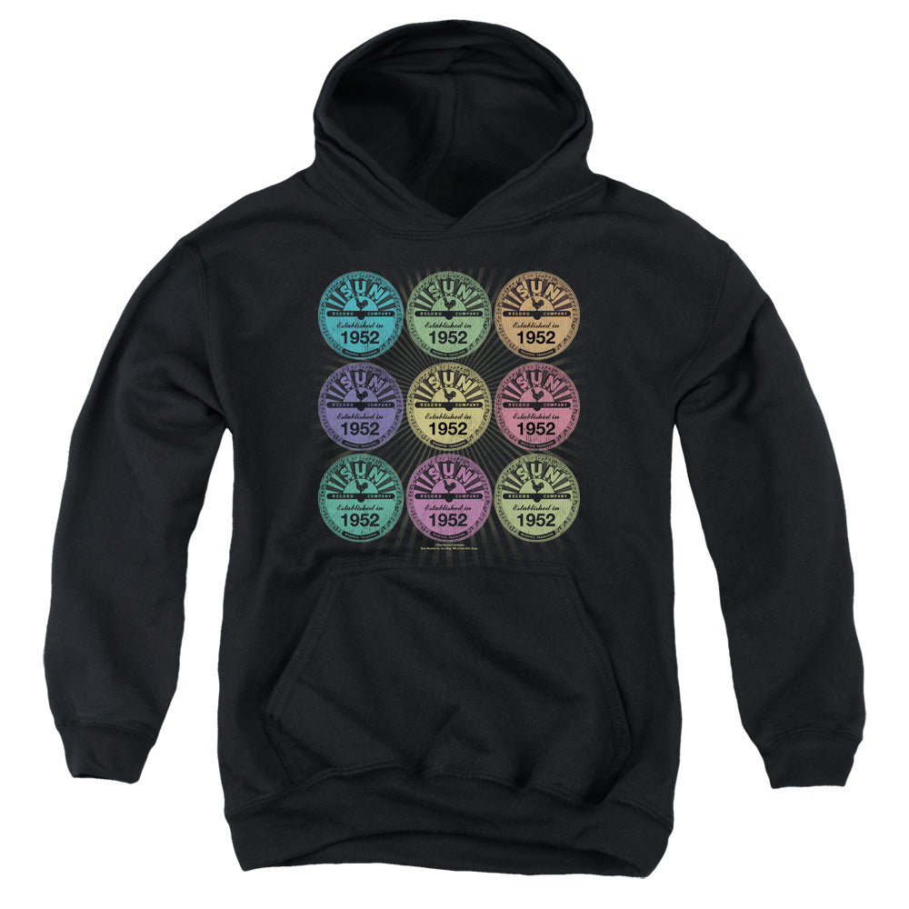 SUN/ROCKING COLOR BLOCK - YOUTH PULLOVER HOODIE - BLACK