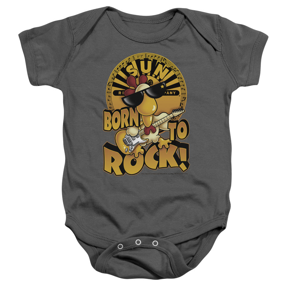 SUN/BORN TO ROCK - INFANT SNAPSUIT - CHARCOAL