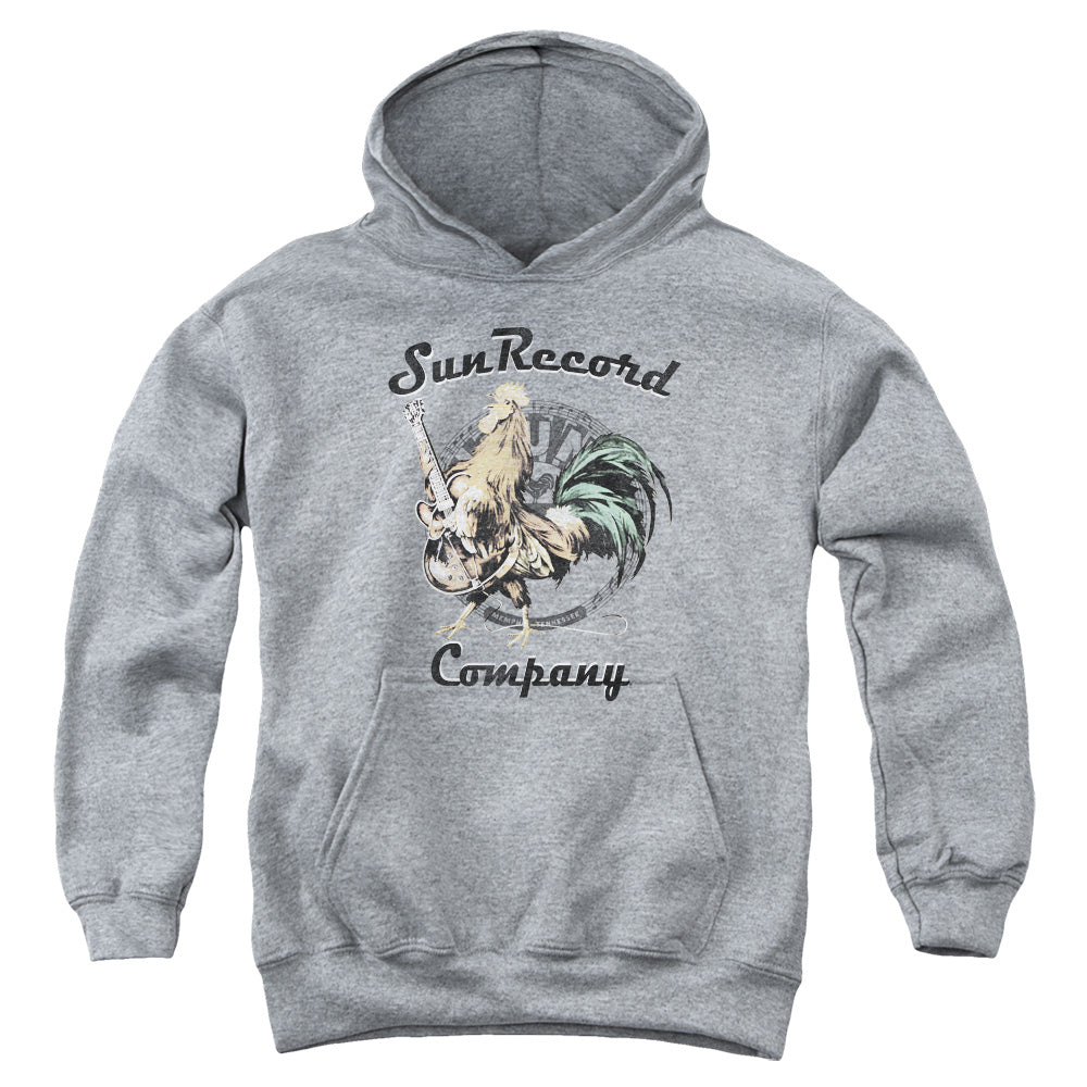 SUN/ROCKIN ROOSTER LOGO - YOUTH PULLOVER HOODIE - ATHLETIC HEATHER