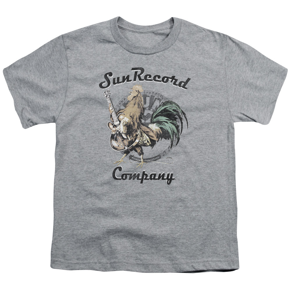 SUN/ROCKIN ROOSTER LOGO - S/S YOUTH 18/1 - ATHLETIC HEATHER