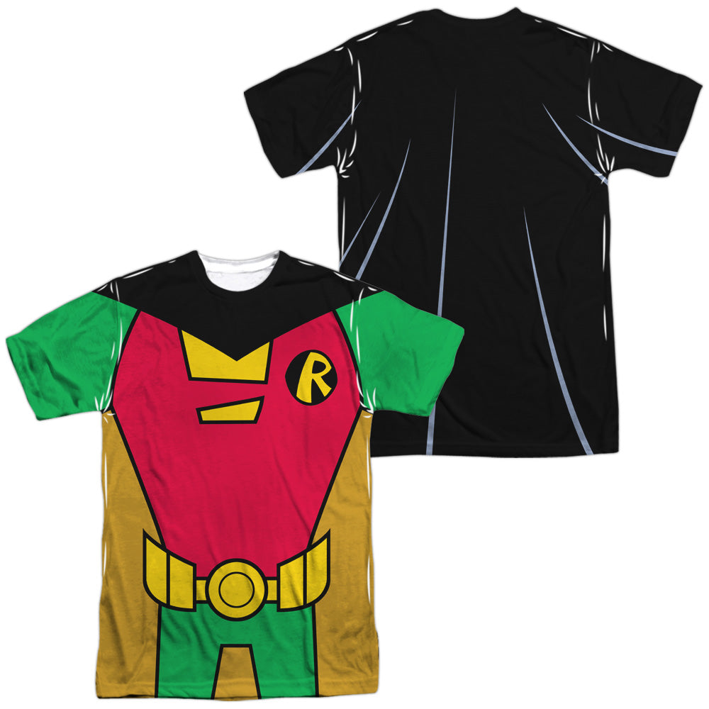 TEEN TITANS GO/ROBIN UNIFORM (FRONT/BACK PRINT) - S/S ADULT POLY CREW - MULTI